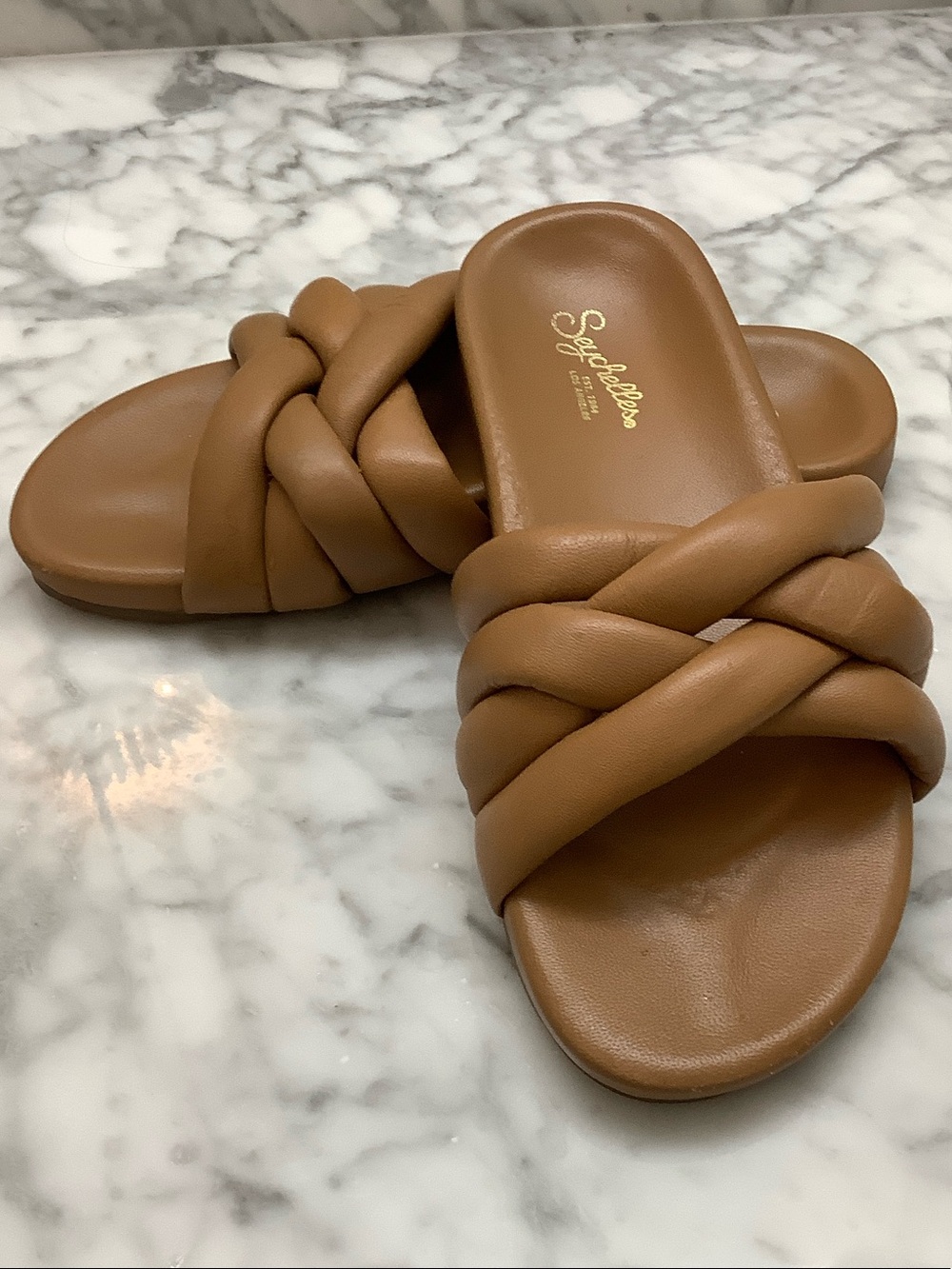 Seychelles Cognac Braided Slide Sandals